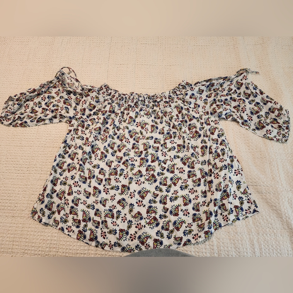 Hayden Floral Off-Shoulder Top Slit Women's Top NWT Medium Cottagecore Bohemian